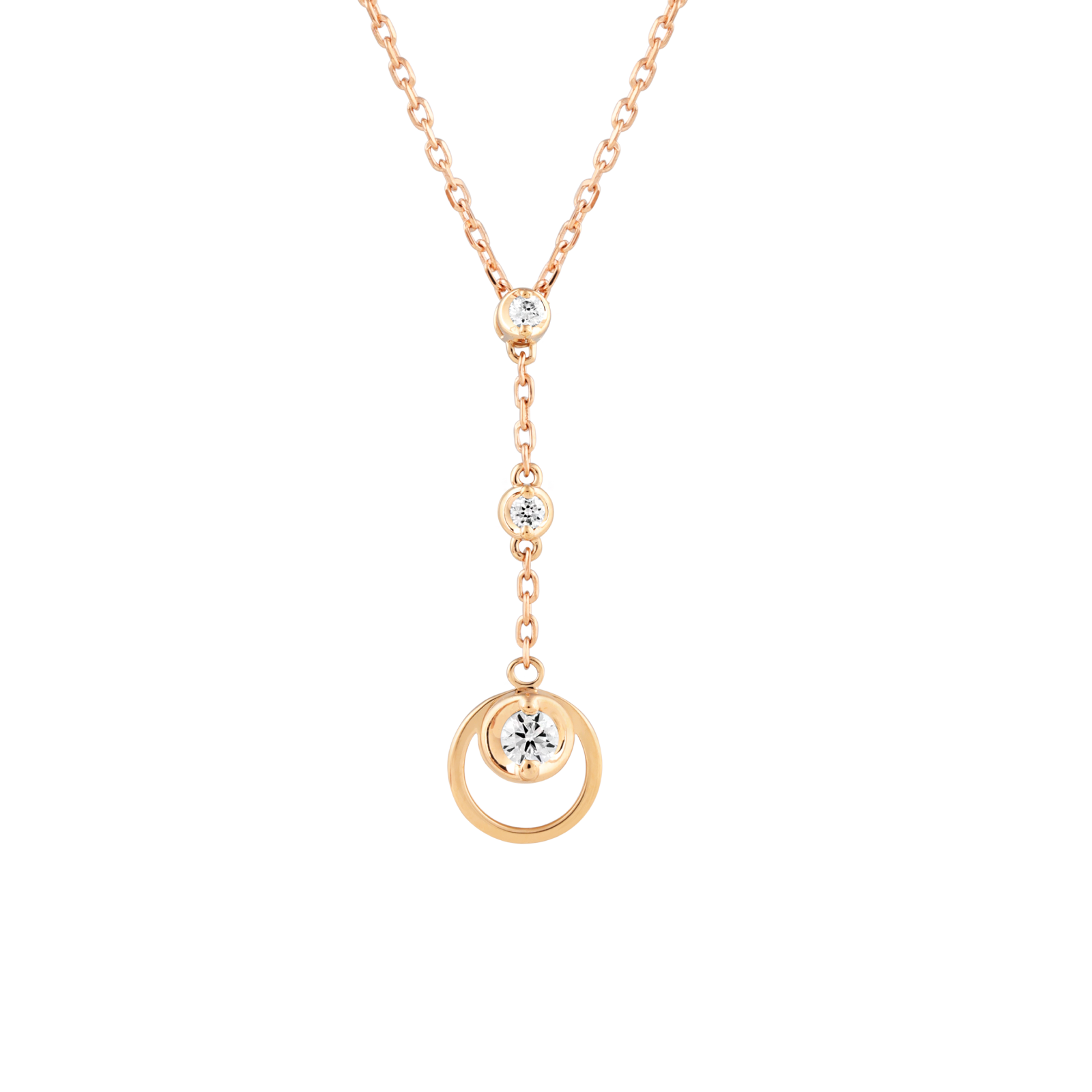 Michael Trio Luna Mini Diamond Necklace in 18K Rose Gold · v8