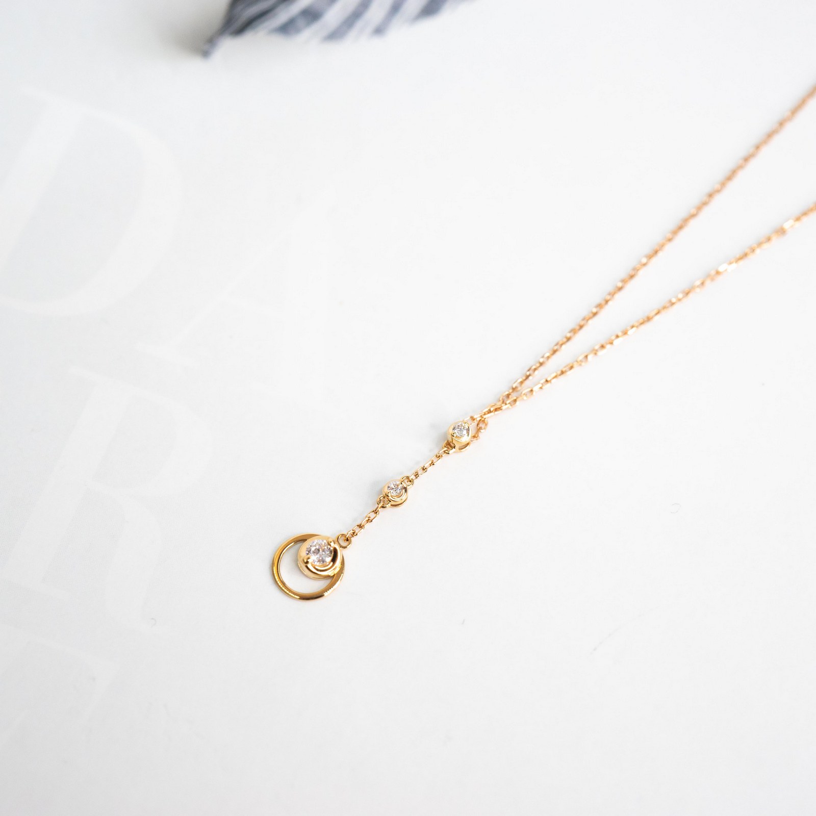 Michael Trio Luna Mini Diamond Necklace in 18K Rose Gold · v8