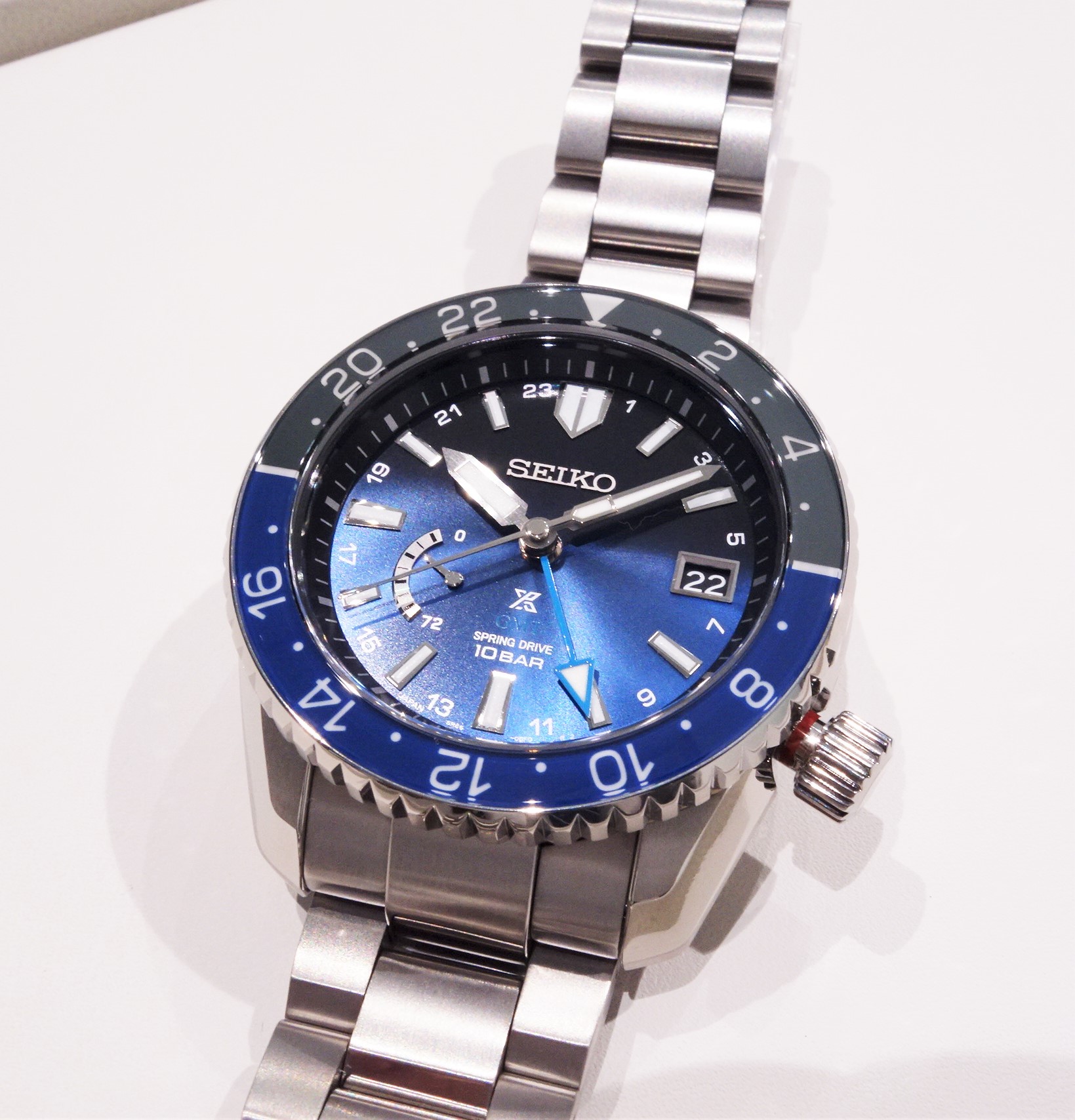 [JDM] BNIB SEIKO JAPAN EDITION PROSPEX SPRING DRIVE GMT TITANIUM LIMITED EDITION 400 PCS SBDB041 BLUE DIAL STAINLESS STEEL BRACELET MEN WATCH · v7