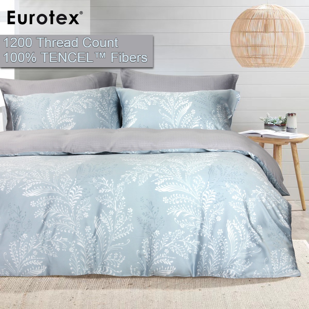 Eurotex Mod Living, 1200 İplik Sayısı, %100 TENCEL™ Elyaf, Lastikli Çarşaf Takımı/Yatak Takımı, Foresta