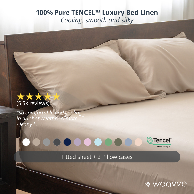 Weavve Signature TENCEL™ Lastikli Çarşaf Seti (Lastikli Çarşaf+Yastık kılıfı) [yatak çarşafı yatak çarşafları yastık kılıfı]