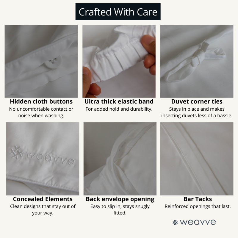 طقم Weavve Signature TENCEL™ الكلاسيكي (ملاءة سرير ملائمة وغطاء لحاف وغطاء وسادة) [ملاءة سرير وبياضات أسرّة]