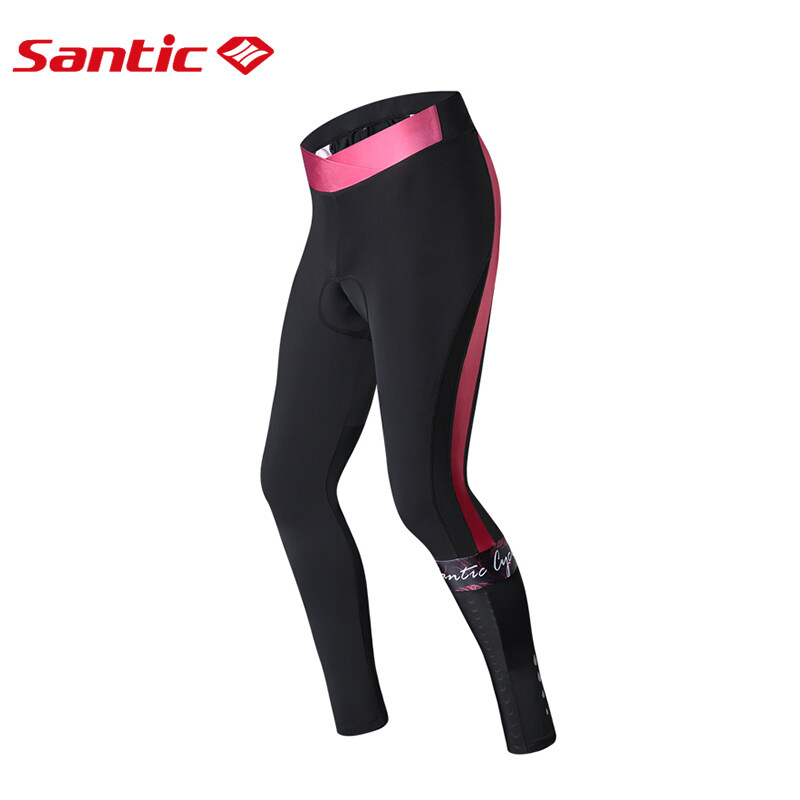 Santic Bisiklet Pantolonu Kadın 4D Dolgulu Bisiklet Taytları Nefes Alabilir Elastik Bel Oyma Tasarım Yansıtıcı Bisiklet Pantolonu Kadın Bisiklet Pantolonu L8C04099
