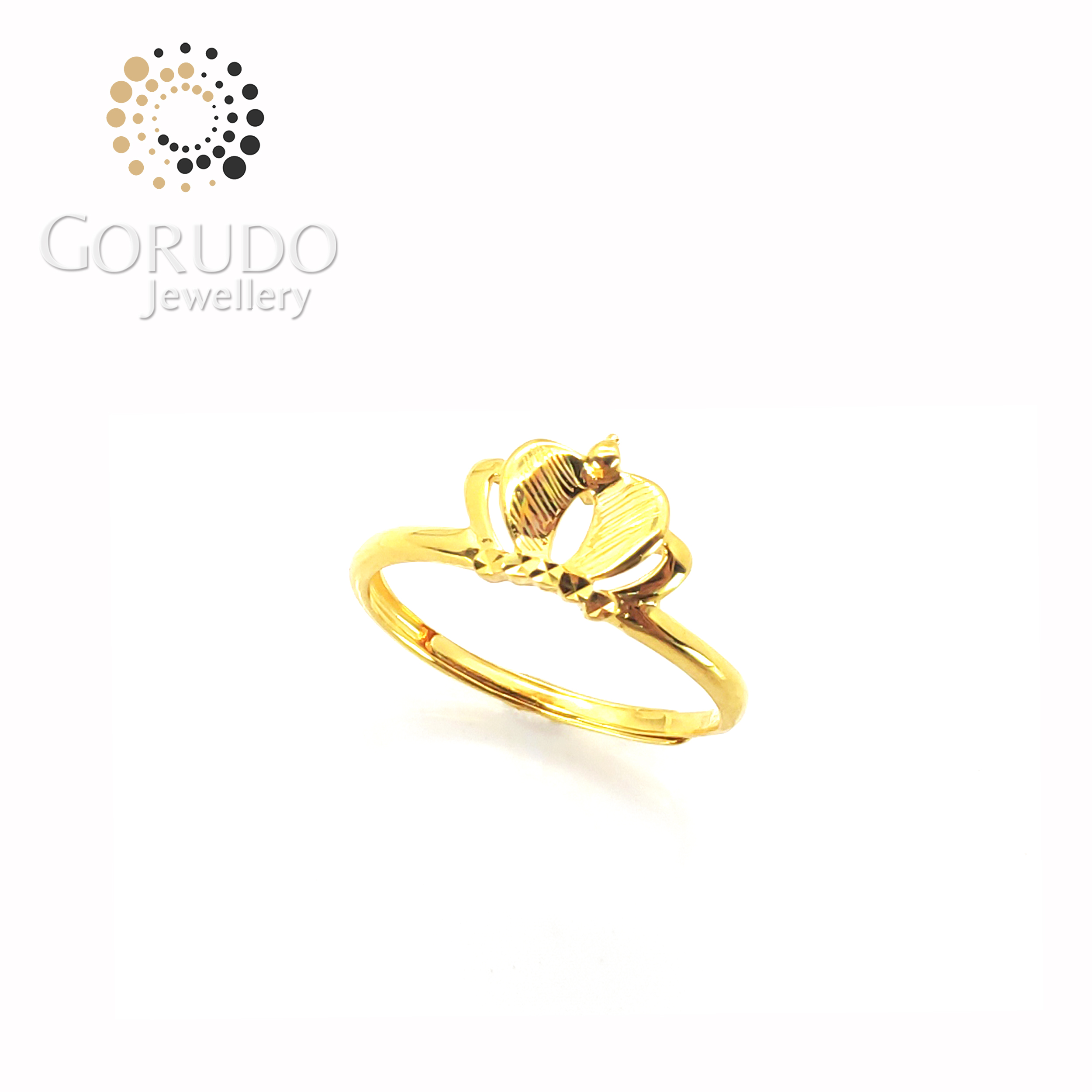 แหวนทองคำ 916 ประดับด้วยเลเซอร์ Gorudo Jewellery (ปรับขนาดได้)