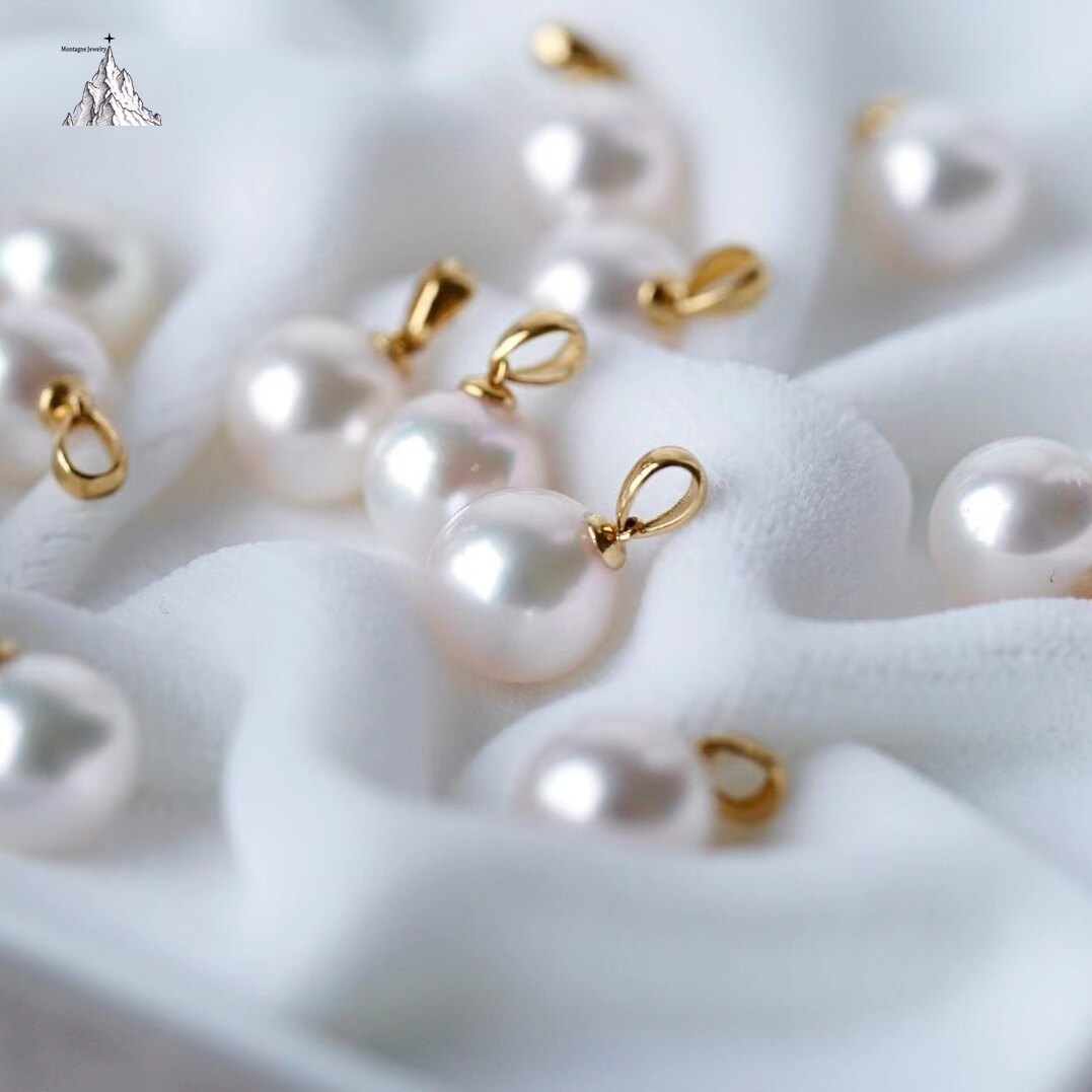 Montagne Jewelry 18k Pure Gold Simple Design Natural Seawater Japan Akoya Pearl Pendant Necklace · v5