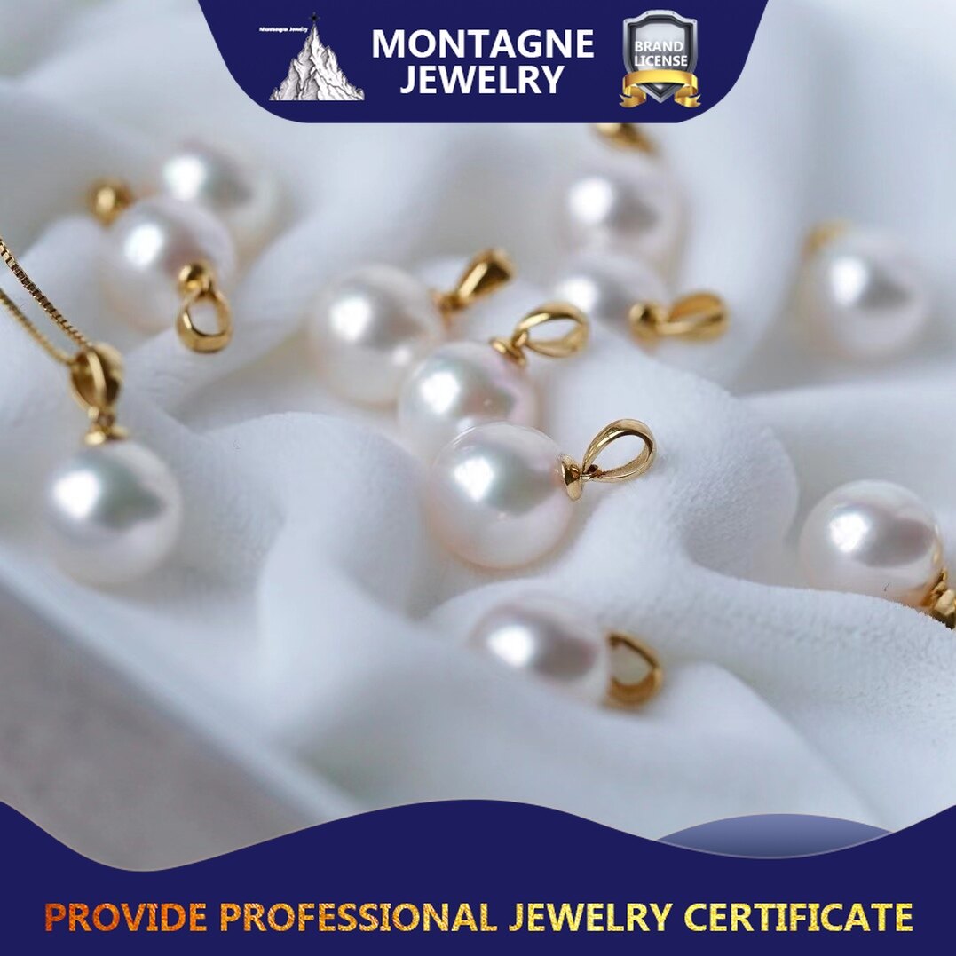 Montagne Jewelry 18k Pure Gold Simple Design Natural Seawater Japan Akoya Pearl Pendant Necklace · v5