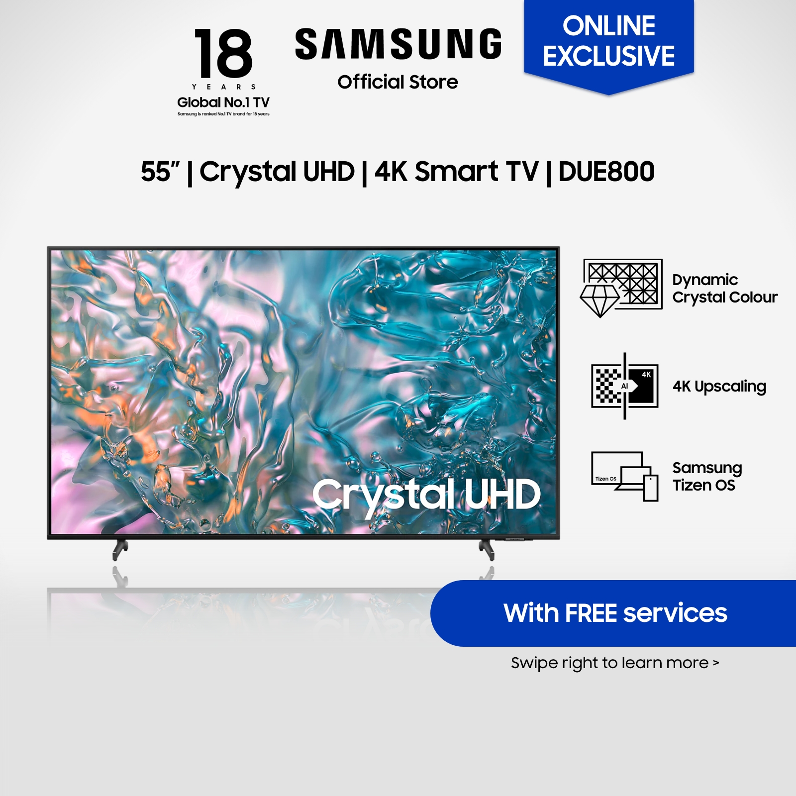 Samsung Crystal UHD DUE800 4K Tizen OS Smart-TV (2024) [Exklusiv online]