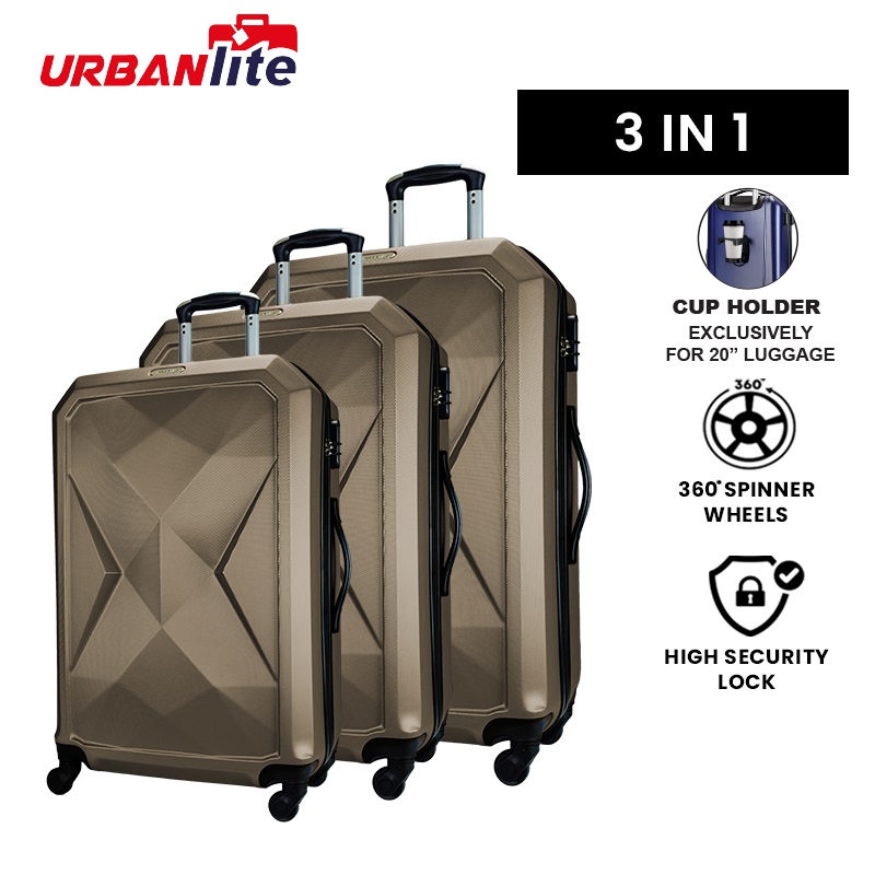 [SG Ready Stock] URBANLite RUBIK 3 In 1 BUNDLE SET ABS Hard Case 4-Wheel Spinner Luggage ULH9919  by Universal Traveller · v2