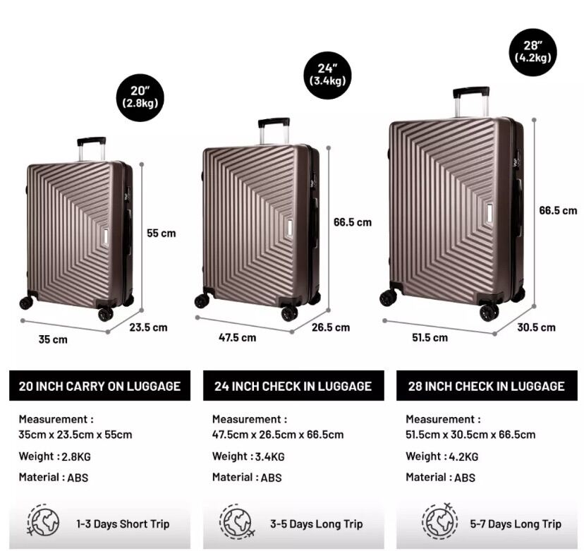 [SG Ready Stock] UrbanLite Trapez - Bagaglio Spinner a 360° da 24 pollici + 28 pollici a 8 ruote - ULH9913 3 giorni lavorativi per la consegna da parte di Universal Traveller