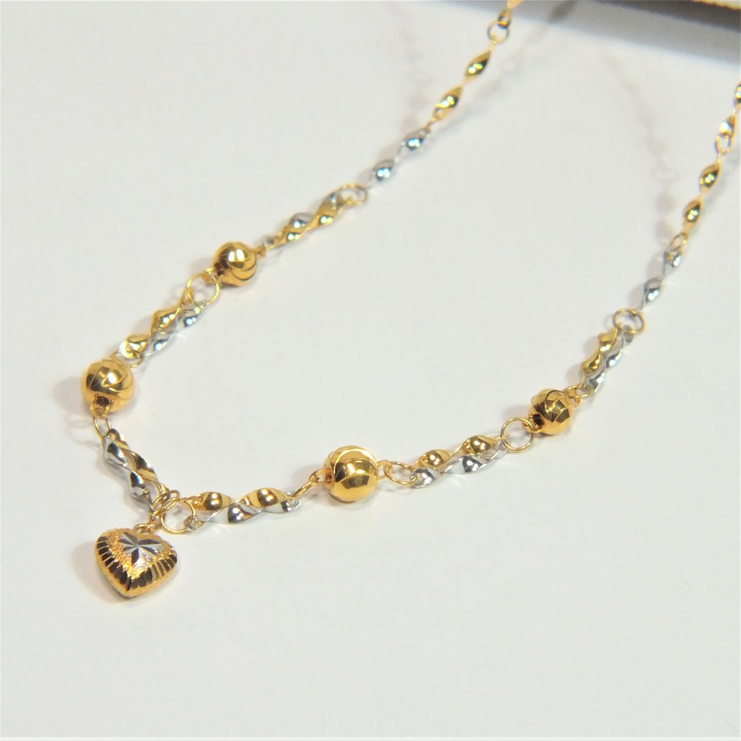 Set liontin dan kalung rantai emas 1314 22K 916 (2 warna), ±4,03gm