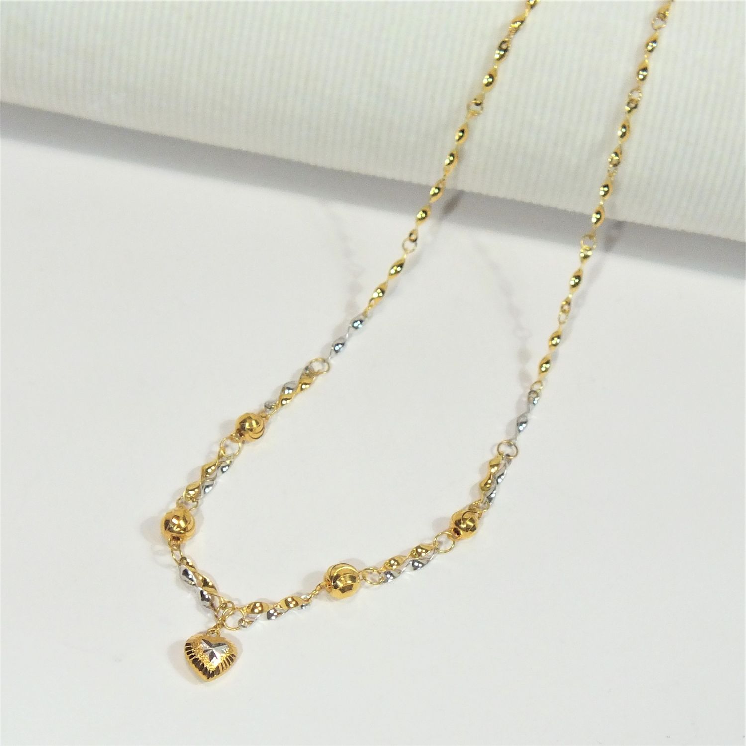 Set liontin dan kalung rantai emas 1314 22K 916 (2 warna), ±4,03gm