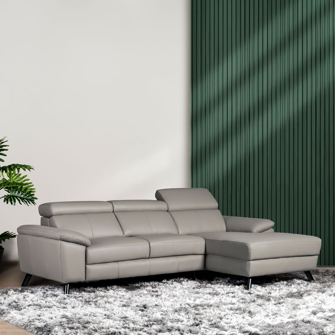 CELLINI Marvin L-shape Leather Sofa With Adjustable Headrest · v4