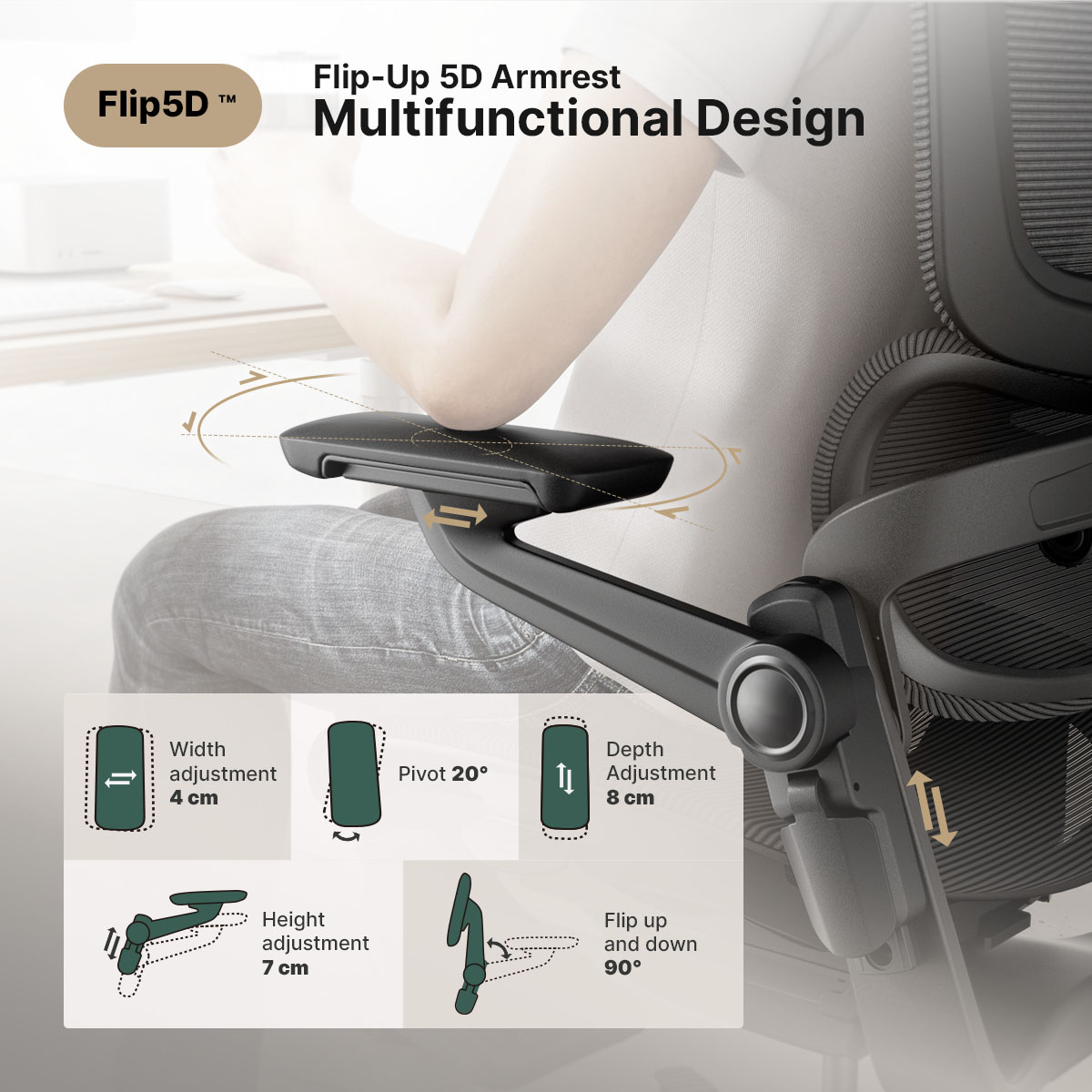 เก้าอี้สำนักงาน Hinomi H1Pro Ergonomic พับได้ พร้อมที่วางขาและที่วางแขนพับเก็บ | เก้าอี้เกมมิ่งตาข่าย