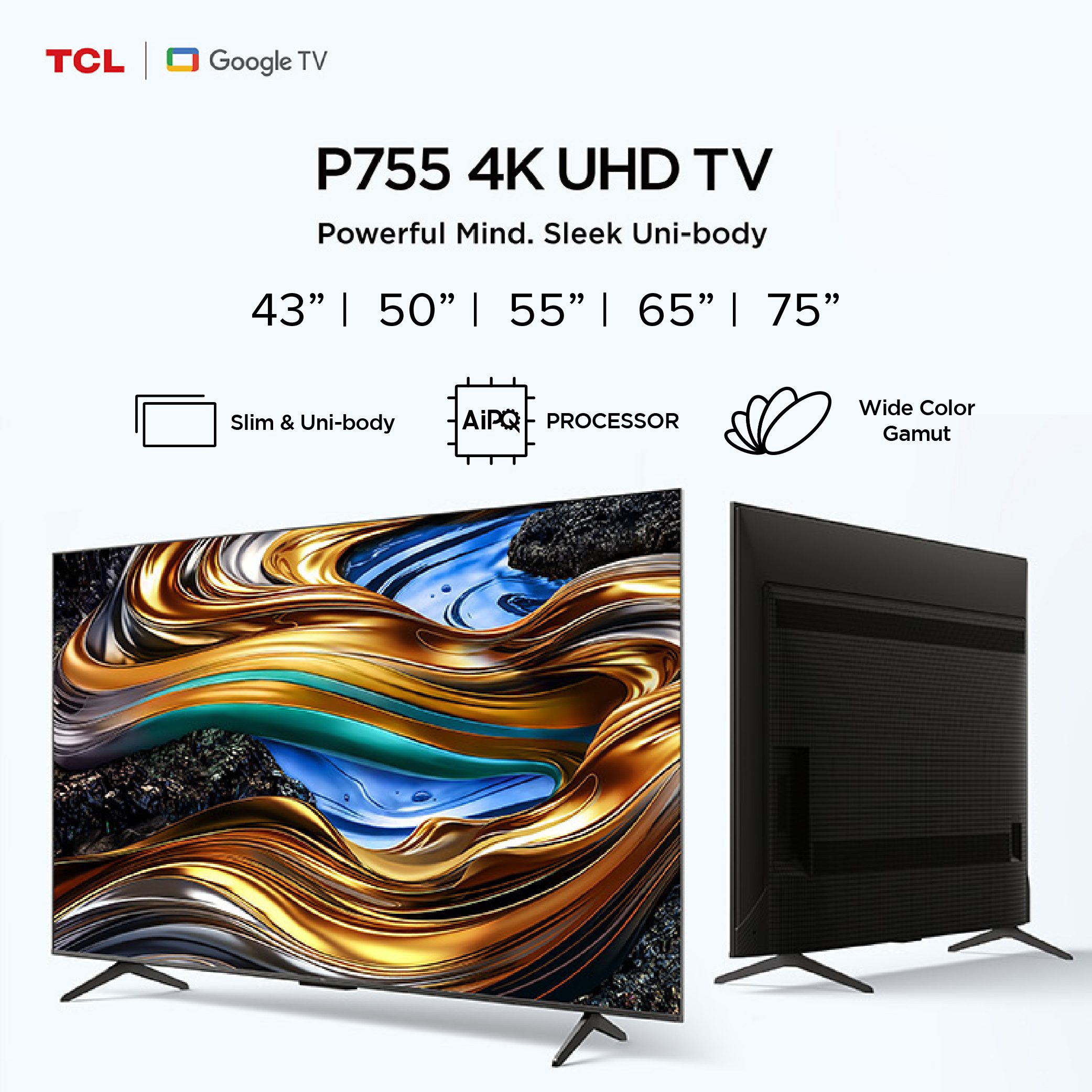 P755 4K-Fernseher 2024 55 65 Zoll | TCL Eye Care | 120Hz DLG | AI Smart Google TV | Dolby Atmos und Vision