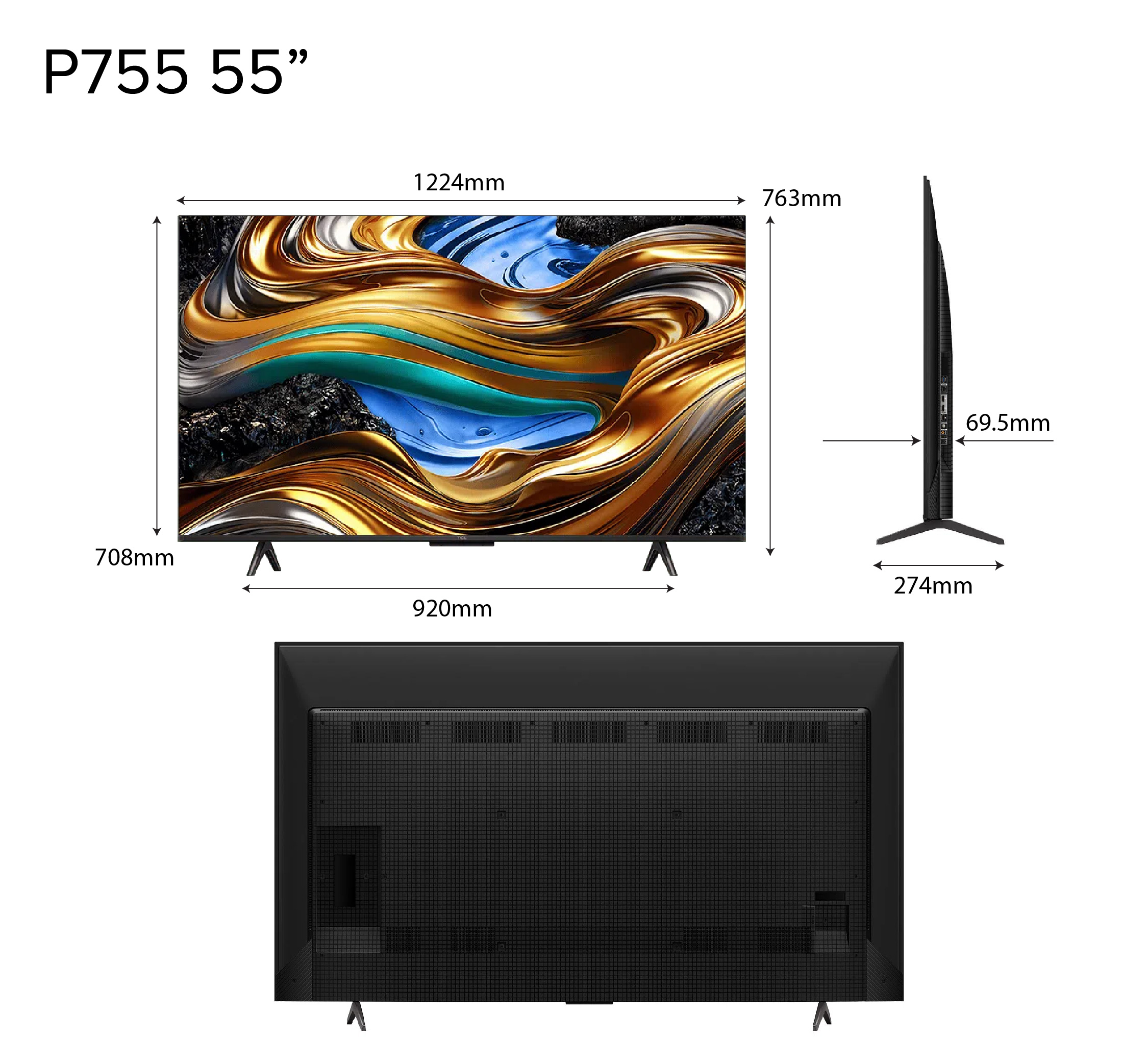 P755 4K-Fernseher 2024 55 65 Zoll | TCL Eye Care | 120Hz DLG | AI Smart Google TV | Dolby Atmos und Vision