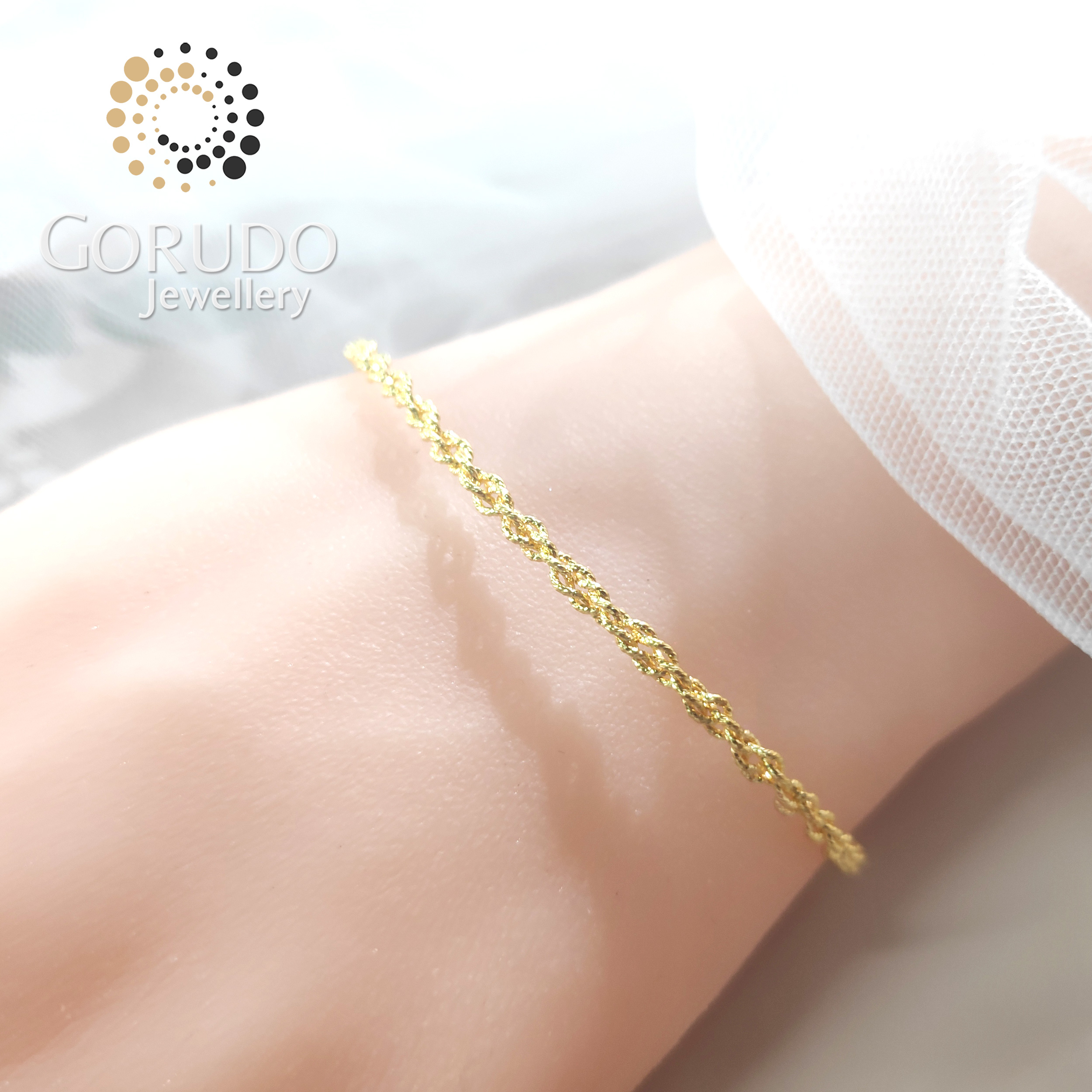 Gorudo Jewellery Pendente a stella scintillante in oro puro 999 con catena + bracciale + orecchino (set di gioielli)