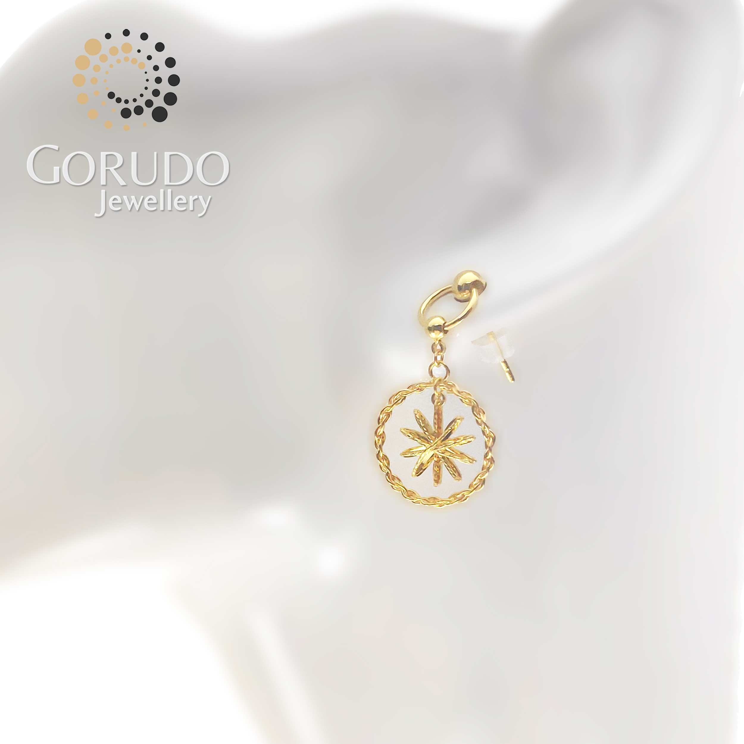 Gorudo Jewellery Pendente a stella scintillante in oro puro 999 con catena + bracciale + orecchino (set di gioielli)