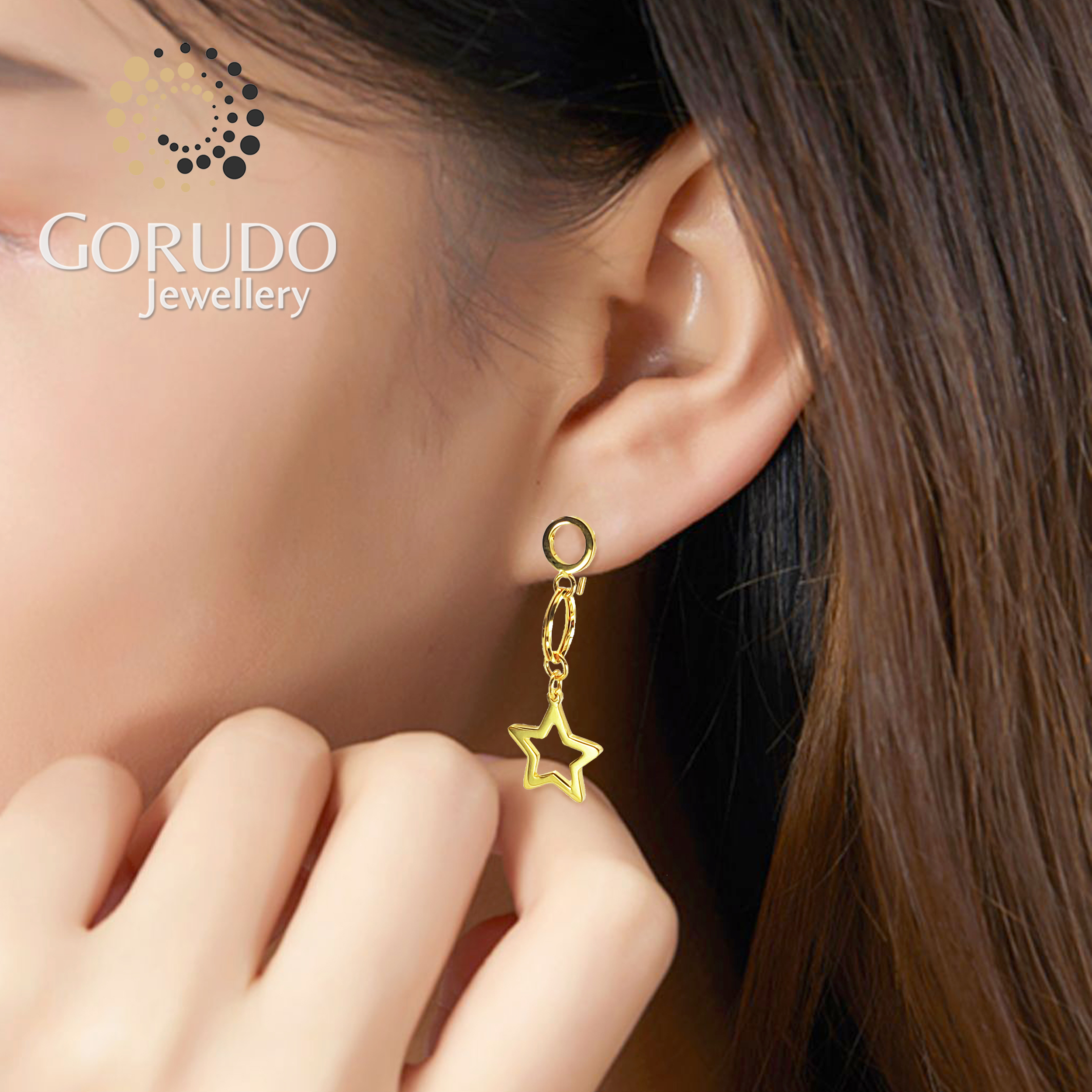 Gorudo Jewellery 999 Pure Gold Glow Star Pendant With Chain + Bracelet + Earring ( Jewellery Set ) · v3