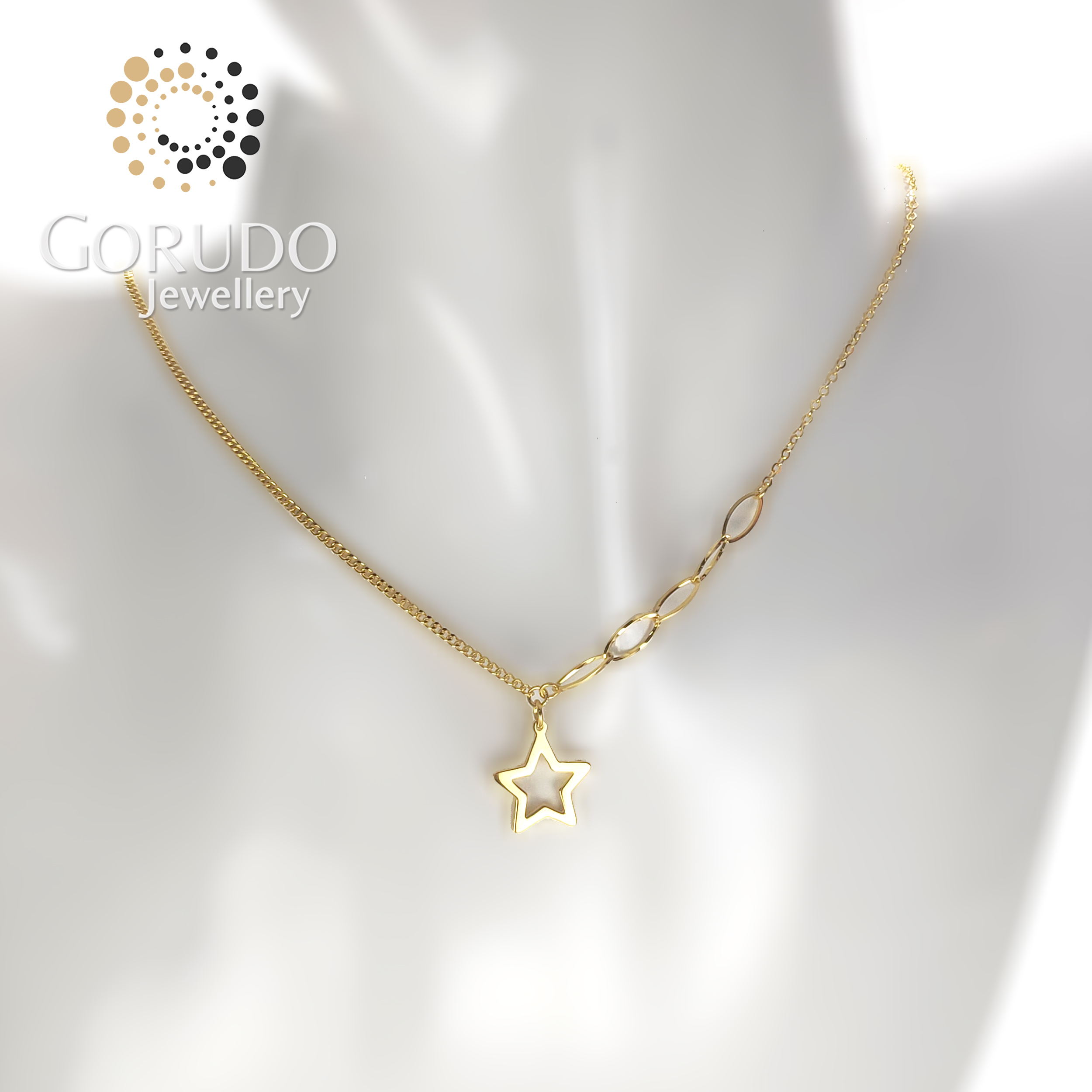 Gorudo Jewellery 999 Pure Gold Glow Star Pendant With Chain + Bracelet + Earring ( Jewellery Set ) · v3