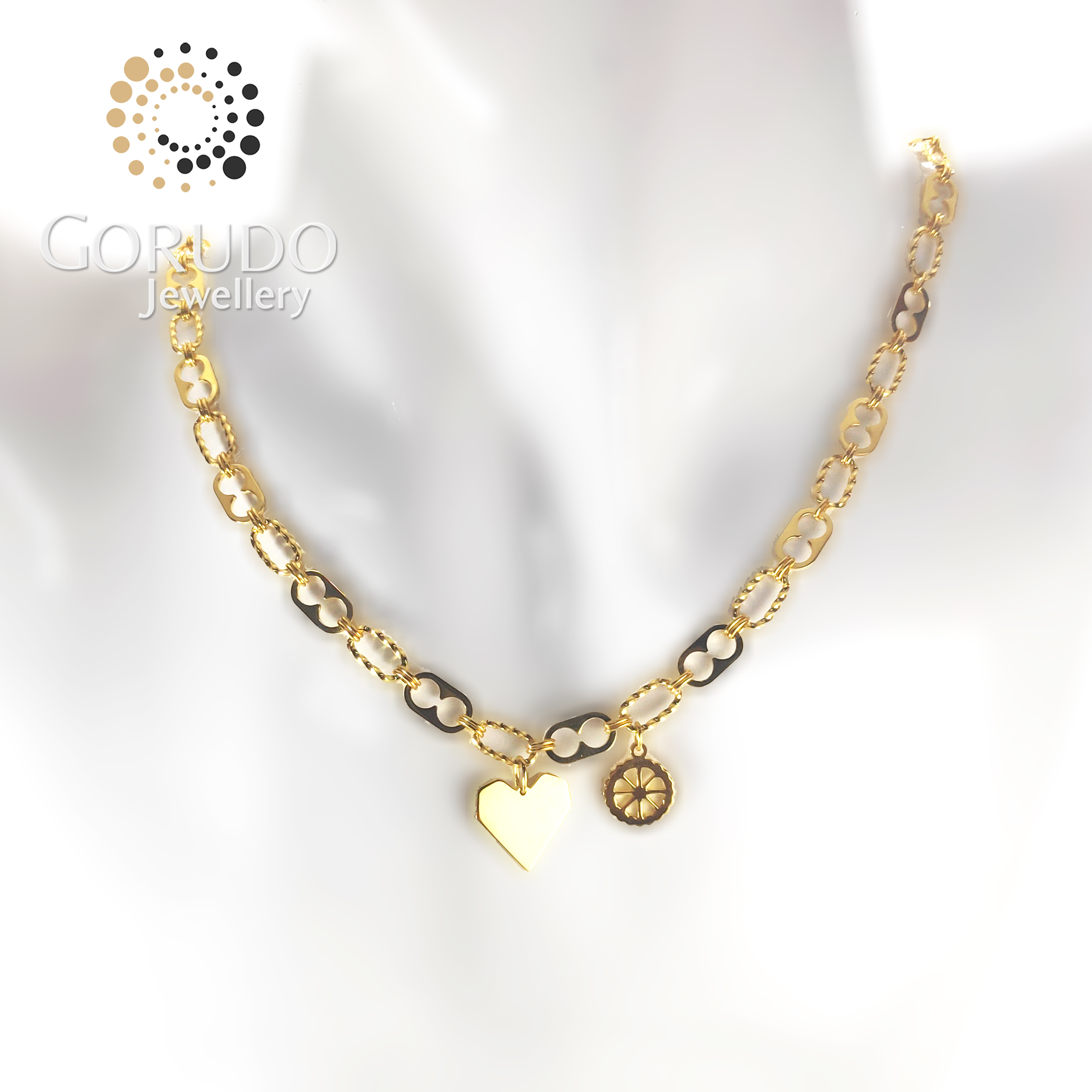 Gorudo Jewellery 999 Pure Gold LOVE U Pendant With Chain + Earring ( Jewellery Set ) · v2
