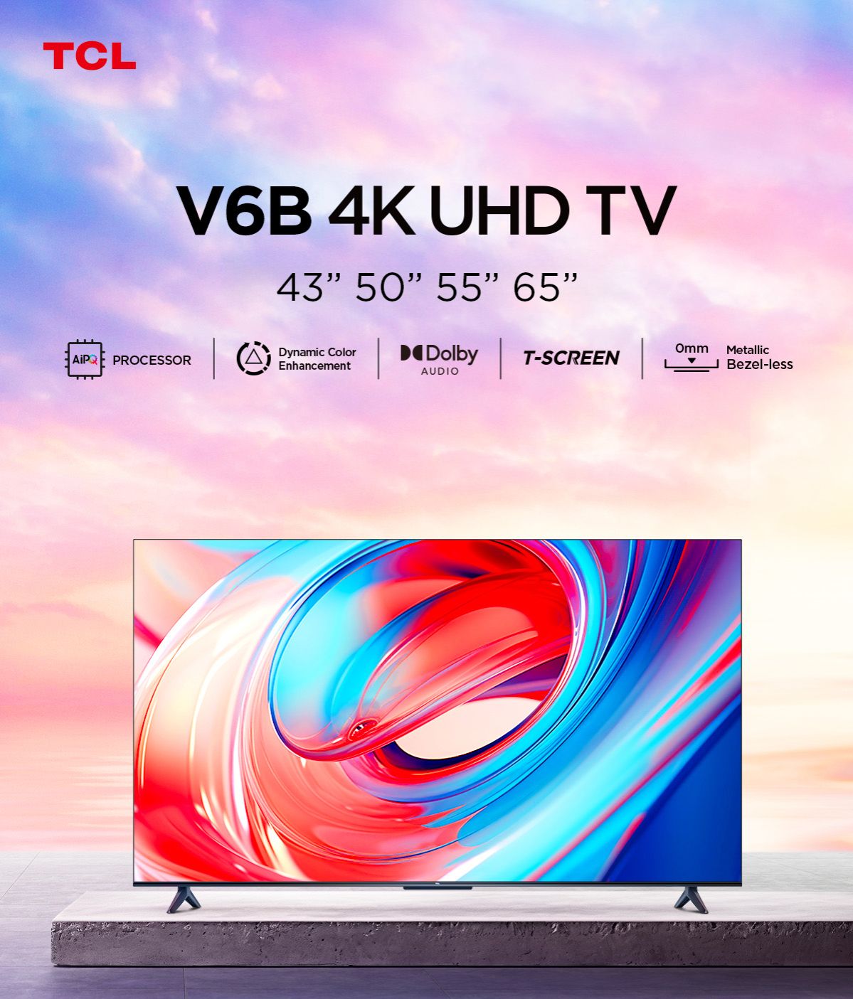 【5 lat gwarancji】TCL V6B/P635 4K Google TV | Android TV | 43 50 55 65 cali | Dolby Audio | HDR 10 | HDMI 2.1 | Konstrukcja bez krawędzi | Dolby Audio | Sterowanie głosowe