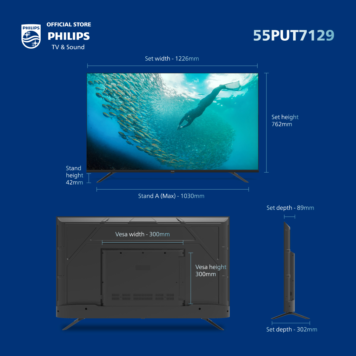 تلفزيون جوجل فيليبس 4K UHD LED موديل 2024، 55 بوصة |