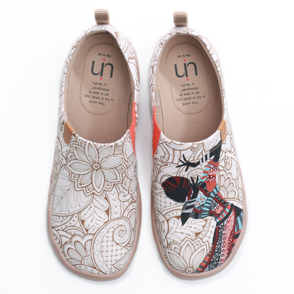 UIN รองเท้าผ้าใบเดินทางสไตล์ย้อนยุคโบฮีเมียน ผ้าใบพิมพ์ลายศิลปะ สวมง่าย น้ำหนักเบา รองเท้าผ้าใบแฟชั่นระบายอากาศได้ดี