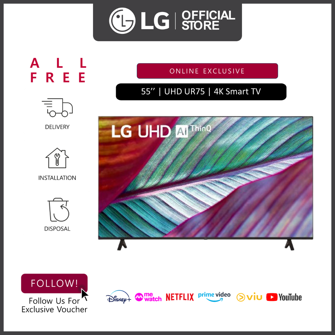 [Online Exclusive] LG UHD TV 55UR7550PSC 55" 4K Smart TV | Magic Remote | ThinQ AI