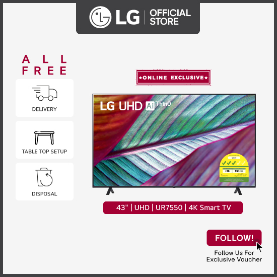 [Online Exclusive] LG UHD TV 43UR7550PSC 43" 4K Smart TV | Magic Remote | ThinQ AI