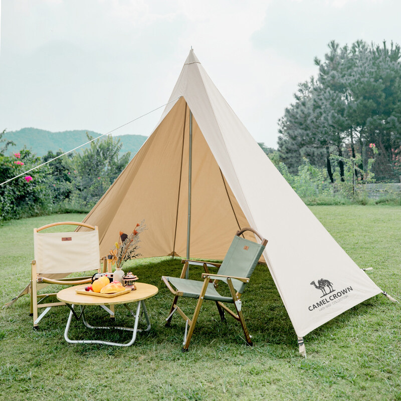 CAMELCROWN Camel Outdoor Camping Indian Tent Portable Folding Large Pyramid Cotton Tent Rainproof