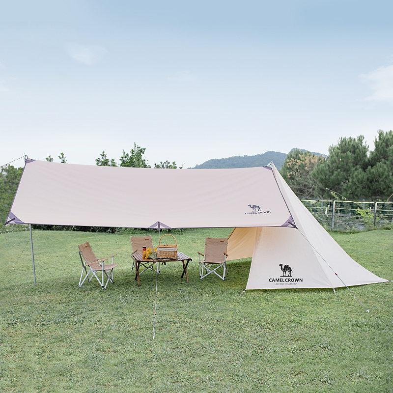 CAMELCROWN Camel Outdoor Camping Indian Tent Portable Folding Large Pyramid Cotton Tent Rainproof · v25