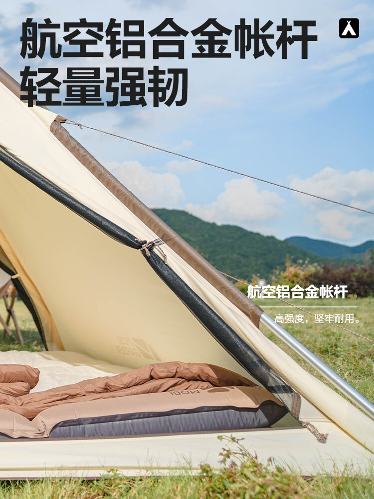 MOBI GARDEN Camping Cotton Pyramid Tent 2-3 Person Family Canvas Tent Tower A Waterproof · v30