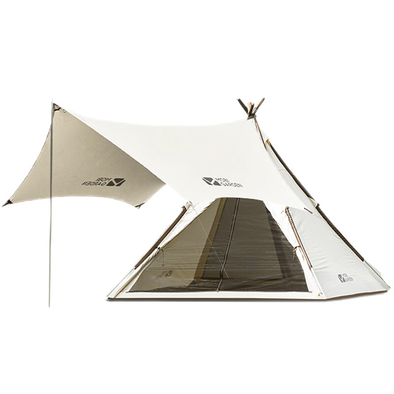 MOBI GARDEN Camping Cotton Pyramid Tent 2-3 Person Family Canvas Tent Tower A Waterproof · v30