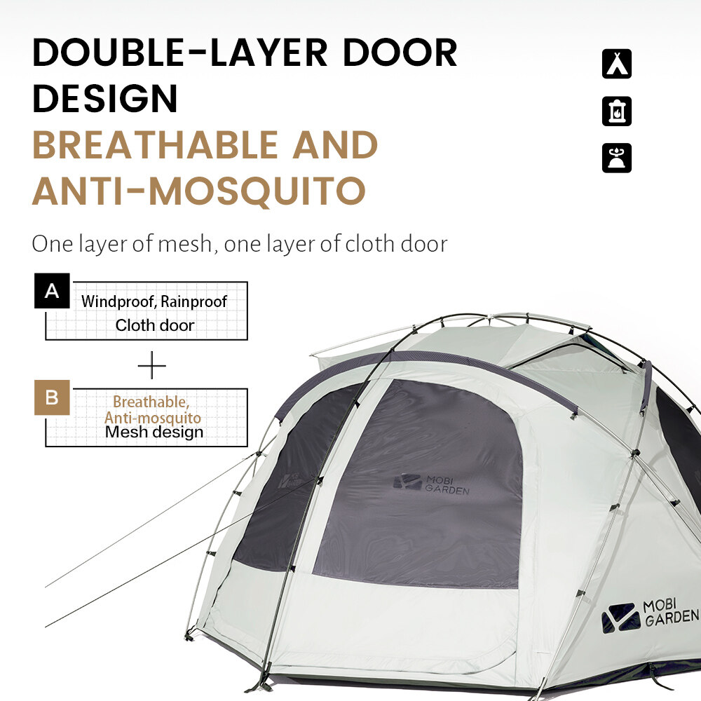 MOBI GARDEN Buitencamping Familietent Royal Castle voor glamping, zonnebrandcrème voor grote ruimtes