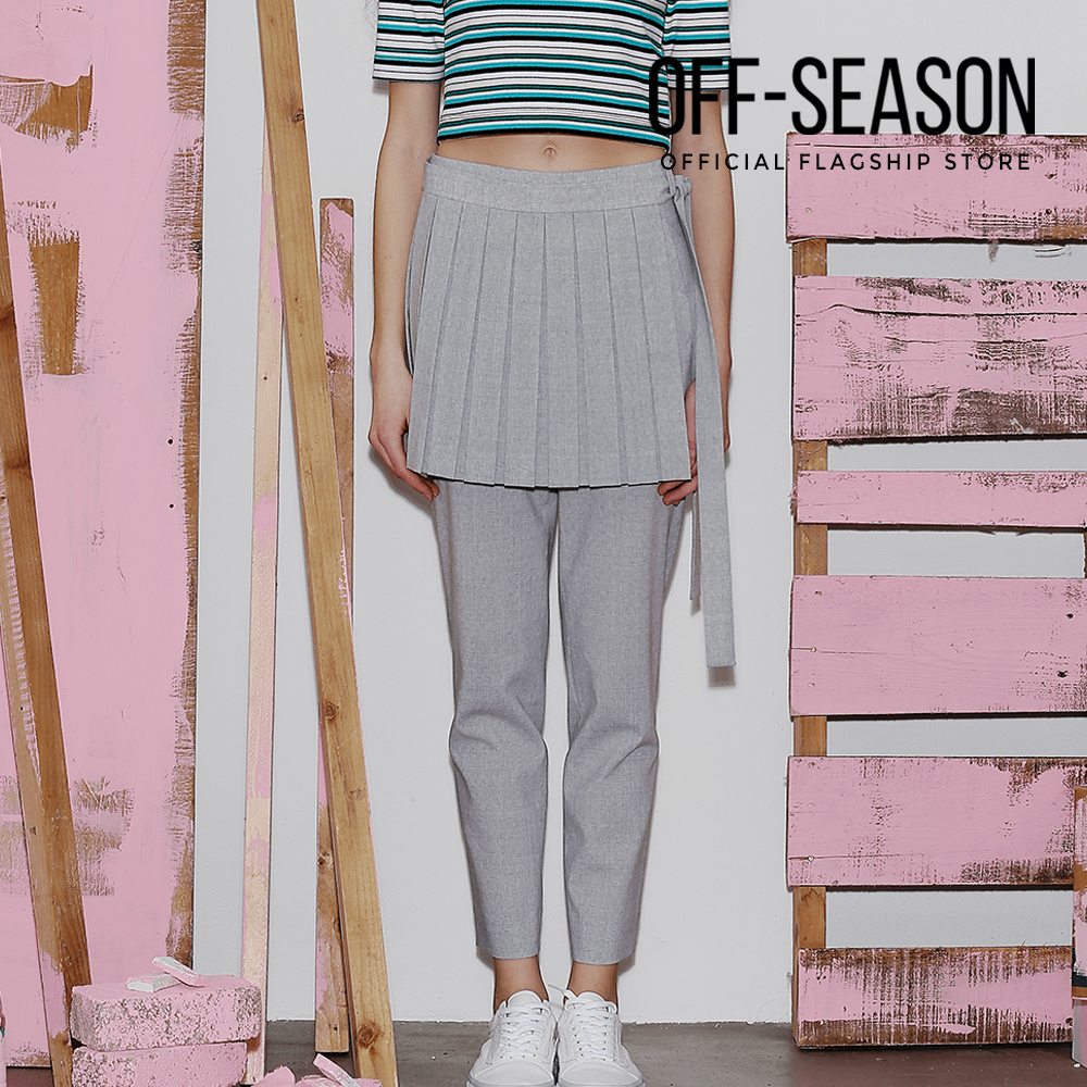 Off-Season Clearance Angie Ann Women Clothing Pleated Trousers in Grey · v2