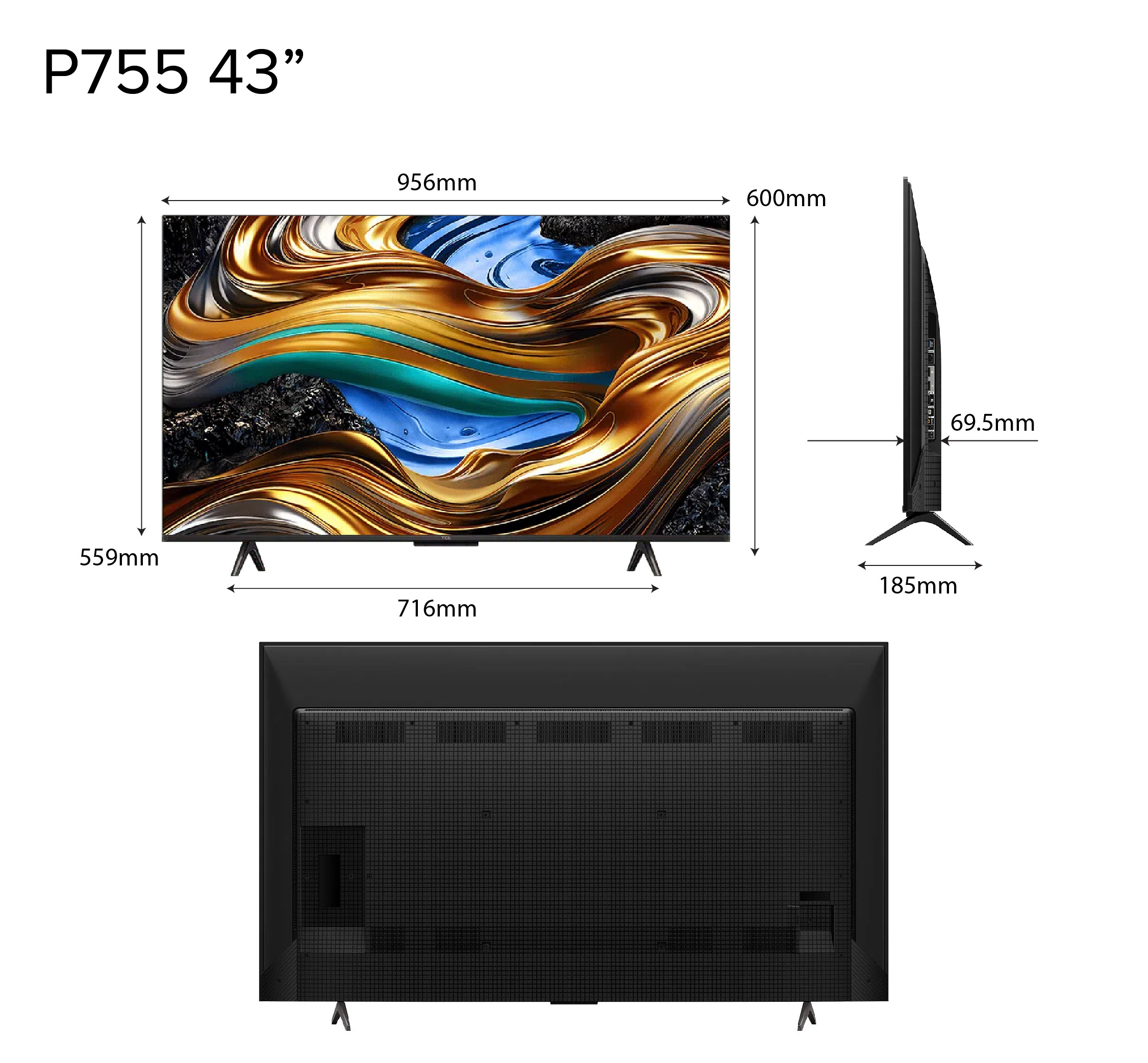 P755 4K TV 2024 43 50 inch | TCL Eye care | 120Hz DLG | AI Smart Google TV | Dolby Atmos and Vision · v12