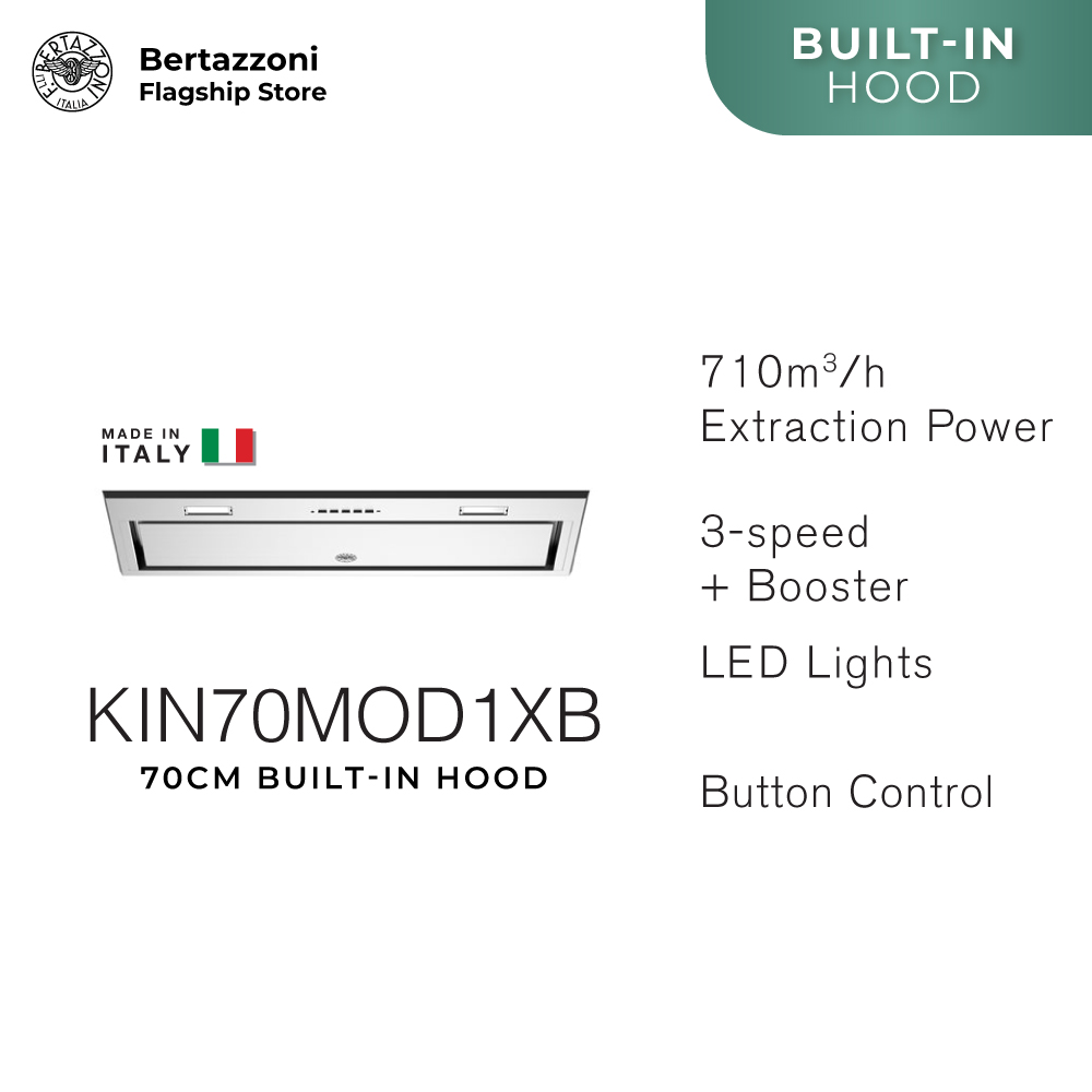 Bertazzoni Stainless Steel Built in Ventilation Hood KIN70MOD1XB / KIN86MOD1XB (Available in 70cm & 86cm)