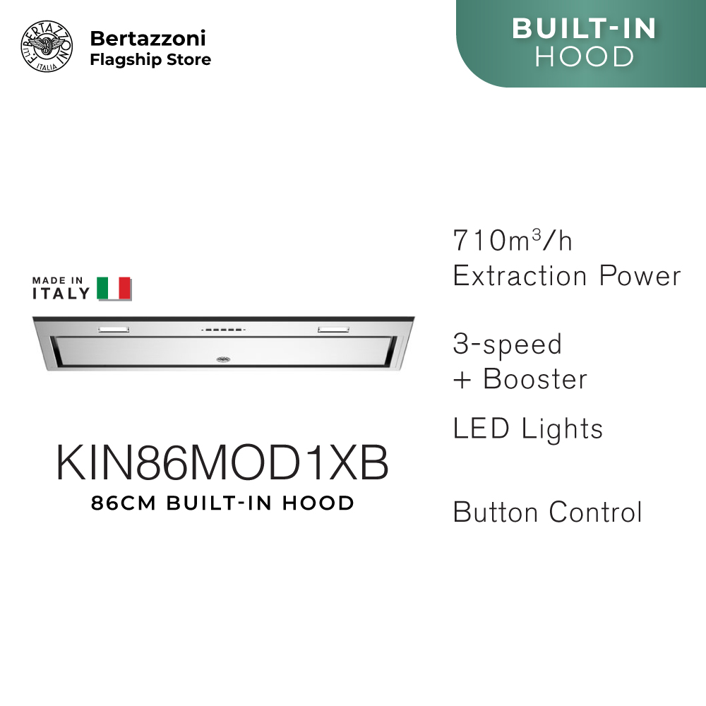 Bertazzoni Stainless Steel Built in Ventilation Hood KIN70MOD1XB / KIN86MOD1XB (Available in 70cm & 86cm) · v6
