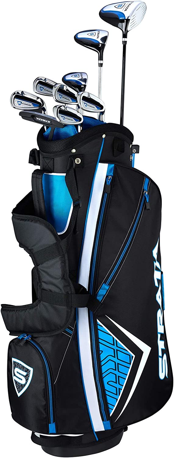 Callaway Men's Strata Complete 12 Piece Golf Club Set Includes: Driver, 3 Wood, 5 Hybrid, 6- 9 Iron, PW, Putter, Stand Golf Bag and 2 Head covers. Right Handed Hander Set · v8