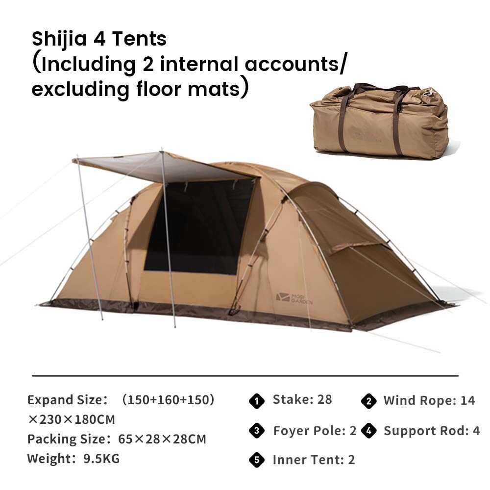 MOBI GARDEN Camping Family Tent Glamping Oxford Waterproof 4 Person Picnic Outdoor · v2