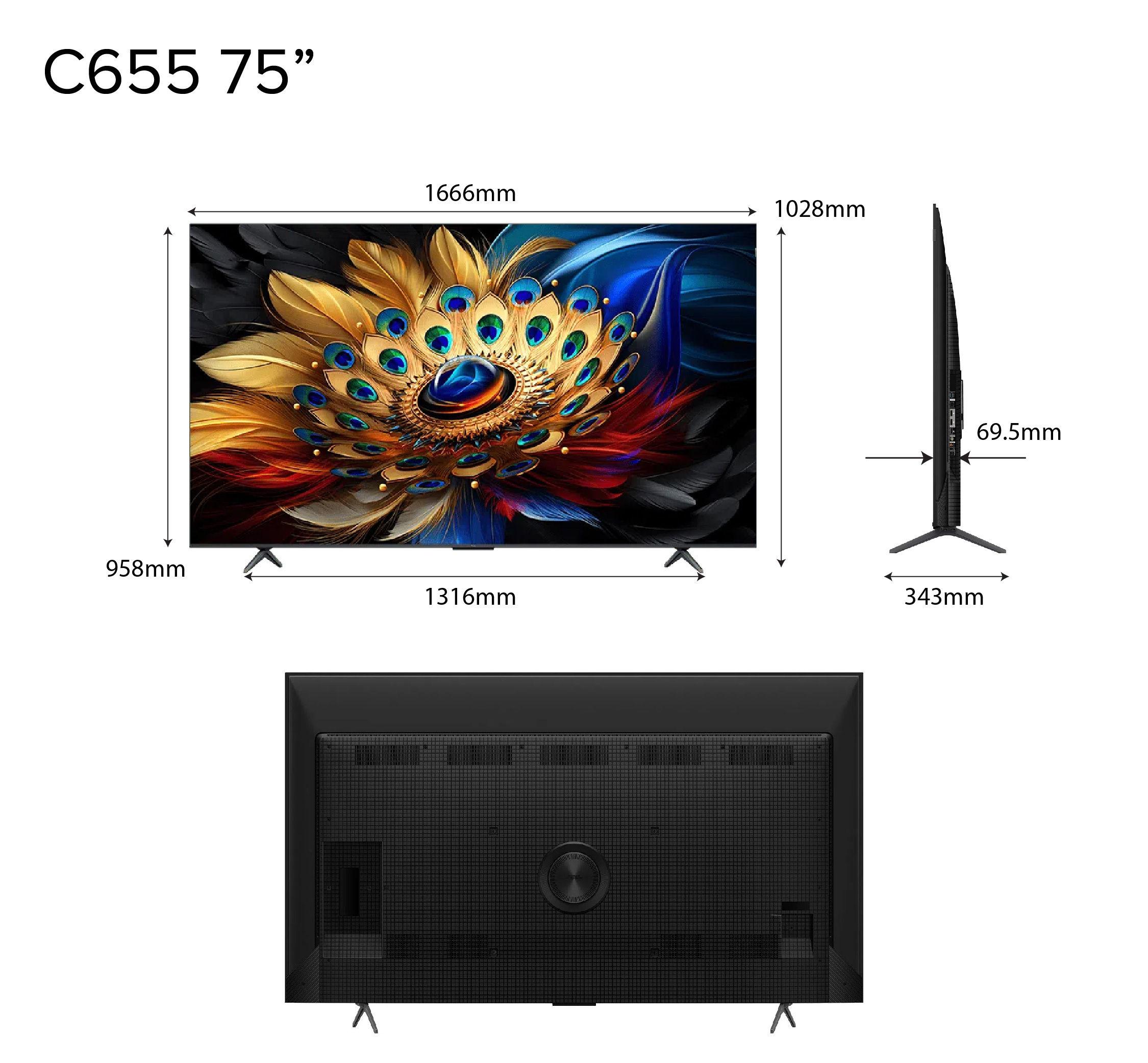 2024 TCL C655 4K QLED | 43 50 55 65 75 85 98 | AI Smart Google TV | Eye care | AIPQ PRO