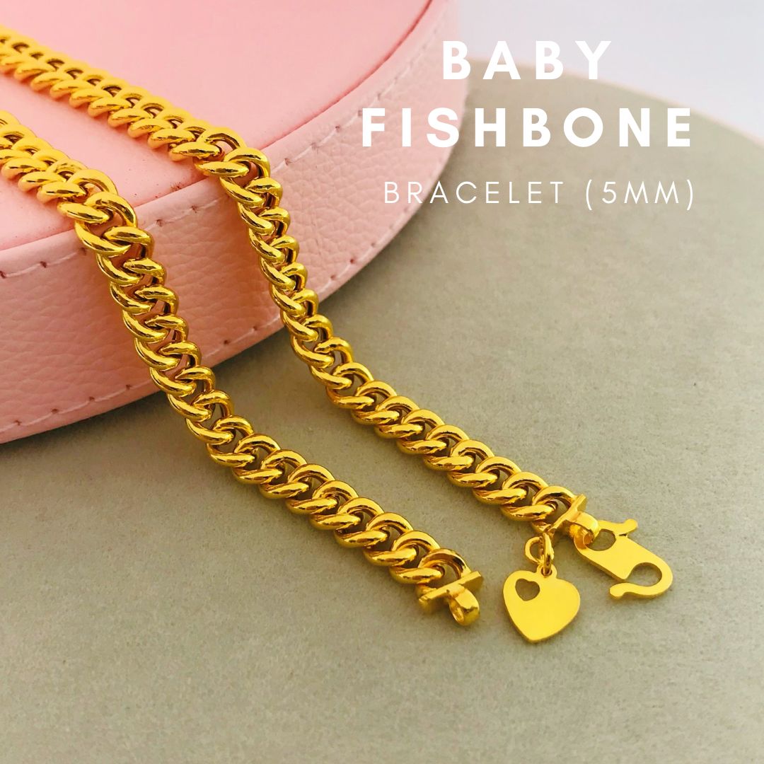 Merlin Goldsmith 22K 916 Gold (5mm) Baby Fishbone Bracelet S140 · v3