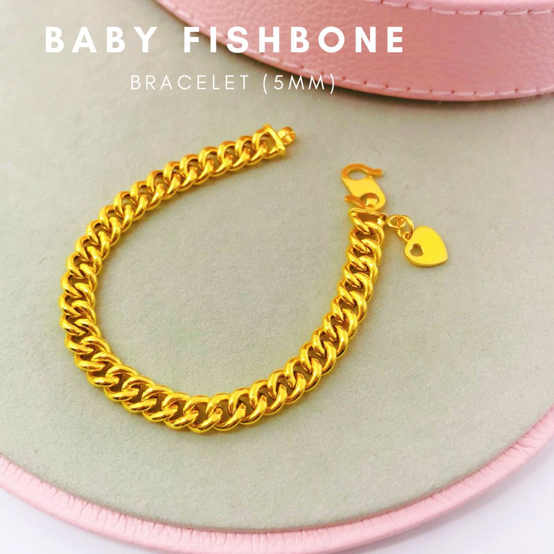 Merlin Goldsmith 22K 916 Gold (5mm) Baby Fishbone Bracelet S140 · v3