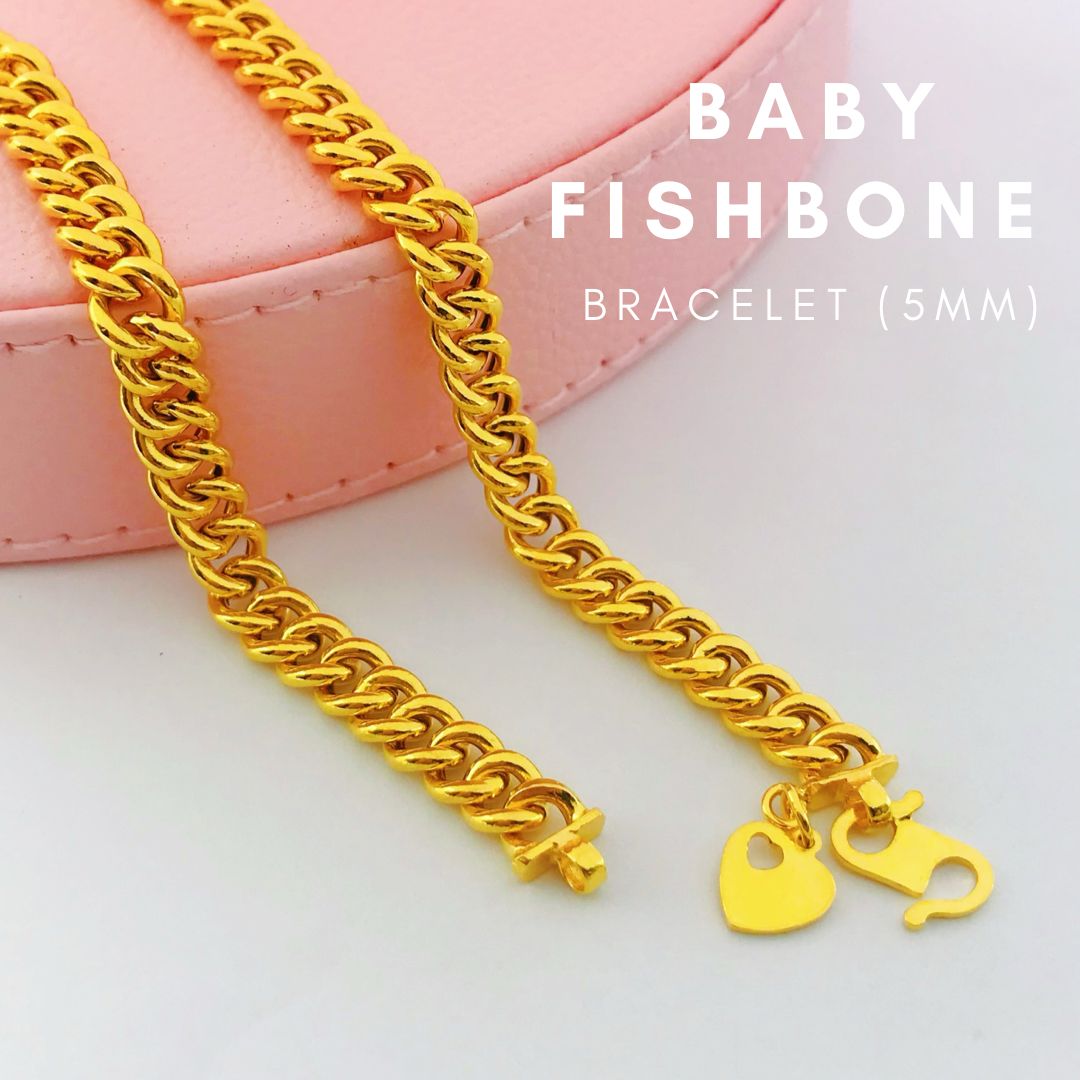Merlin Goldsmith 22K 916 Gold (5mm) Baby Fishbone Bracelet S140 · v3