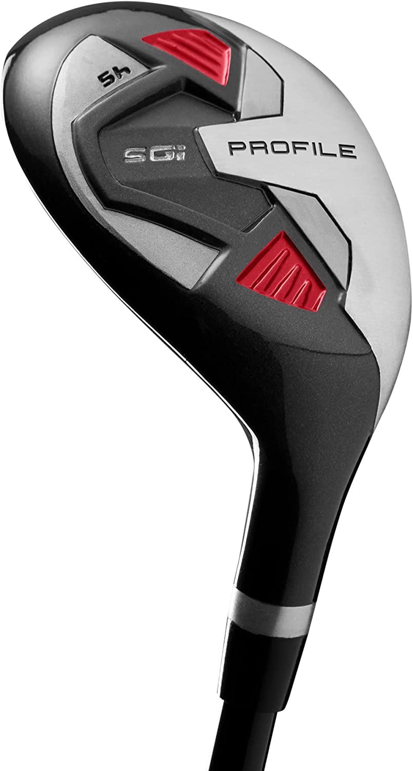 Wilson Golf Profile SGI Kompletny męski zestaw kijków golfowych. Sterownik z wałem grafitowym, drewno wodne z wałem grafitowym, hybrydowy ze stalowym wałem, żelazka ze stali nierdzewnej 6/7/8/9, klin skośny, klin piaskowy Easy Launch ze stalowymi wałami, putter. PRAWORĘCZNY