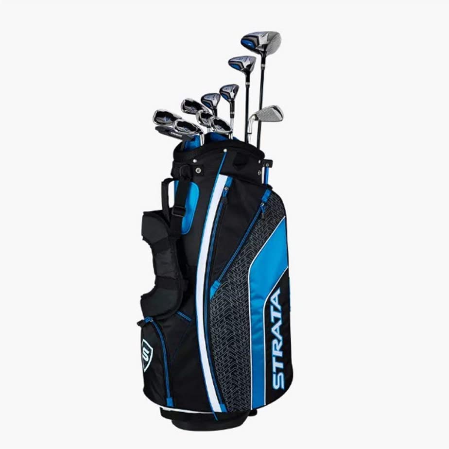 Callaway Men's Strata Complete 16 Piece Golf Club Set Includes: Driver, 3 wood, 4 and 5 Hybrid, 6 - 9 Iron, PW and SW, Putter, Stand Bag, 4 Head covers Right Handed Hander Set