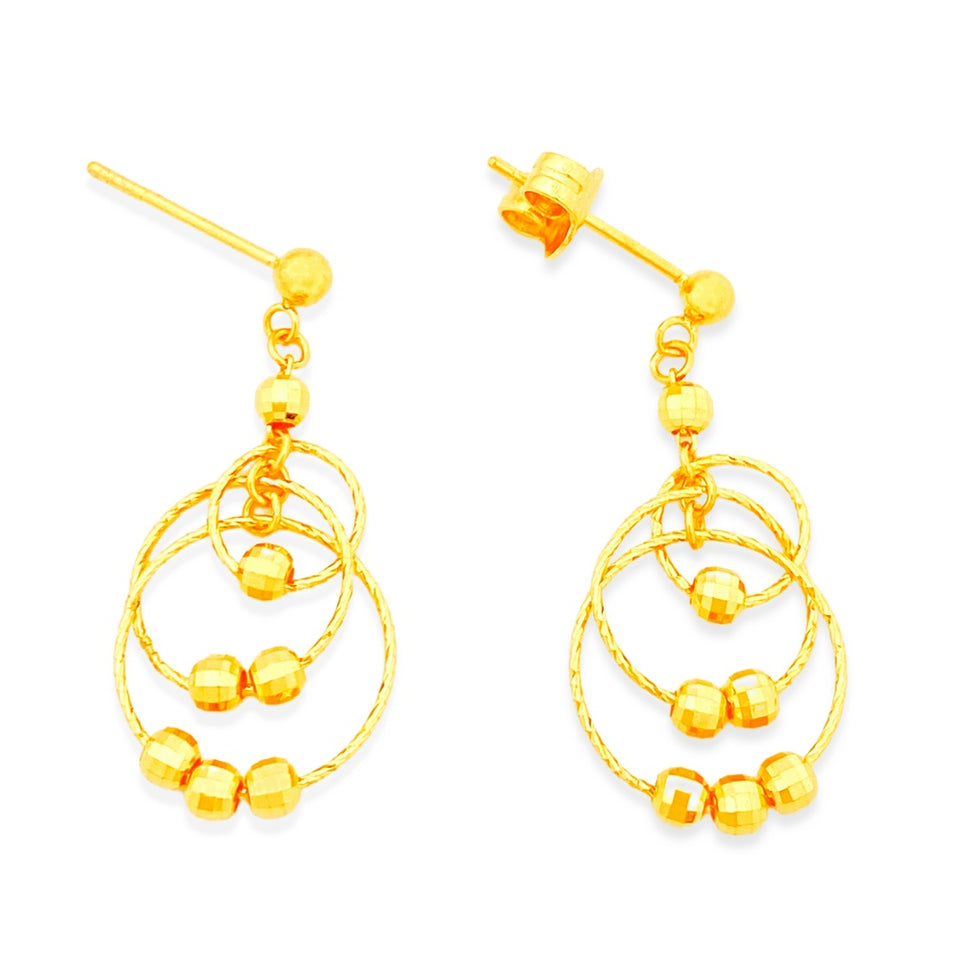 Top Cash Jewellery 916 Gold Dangling Loop Stud Earrings · v5