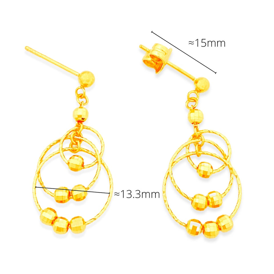 Top Cash Jewellery 916 Gold Dangling Loop Stud Earrings · v5