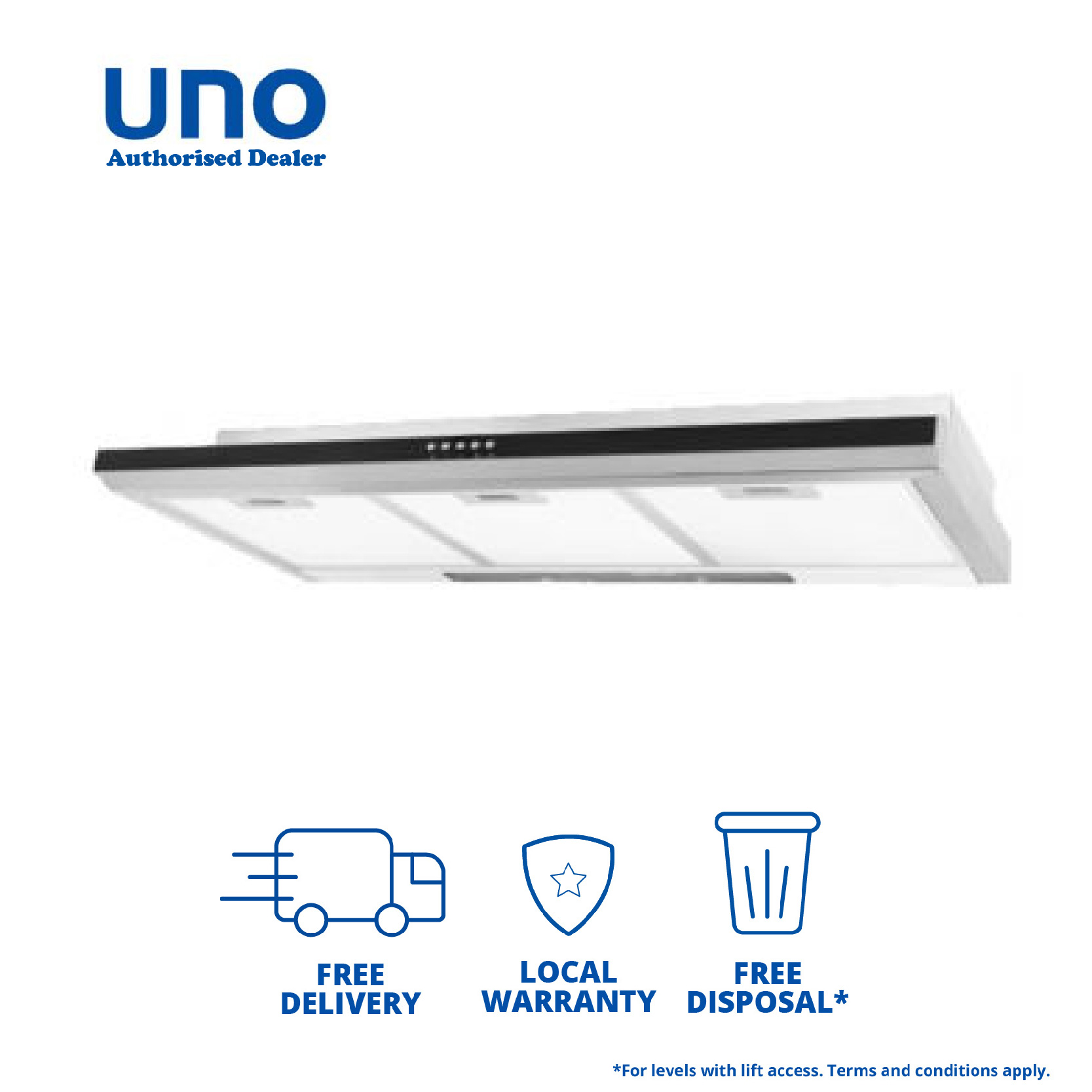 (Bulky) UNO 60cm Slim Line Hood with Black Acrylic Front Panel UA6112 (UA 6112) · v3