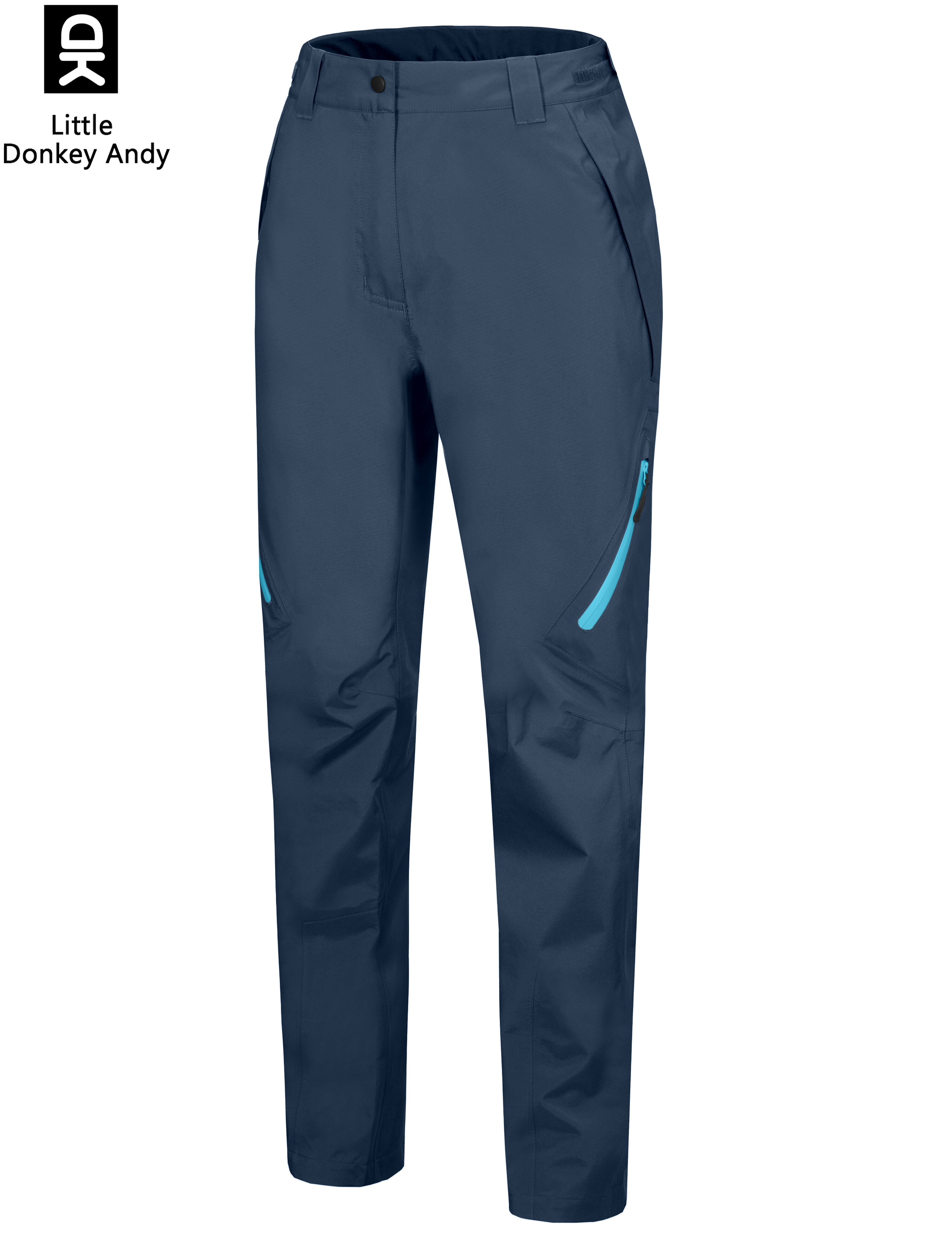 LittleDonkeyAndy Leichte, wasserdichte, atmungsaktive Regenhose für Damen mit mehreren Taschen und Reißverschluss